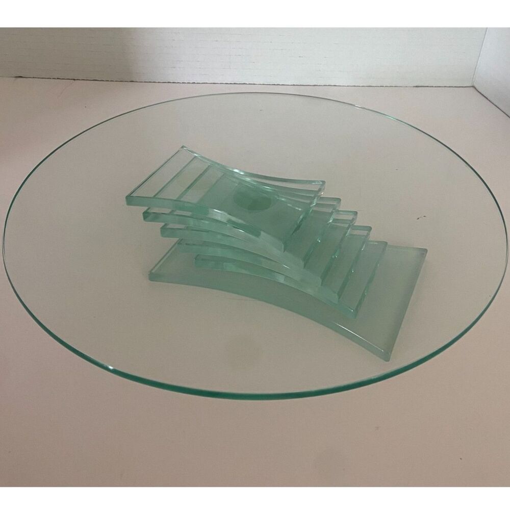 VTG Party Light Post Modern Stratus Green Glass Pedestal Stand 11"